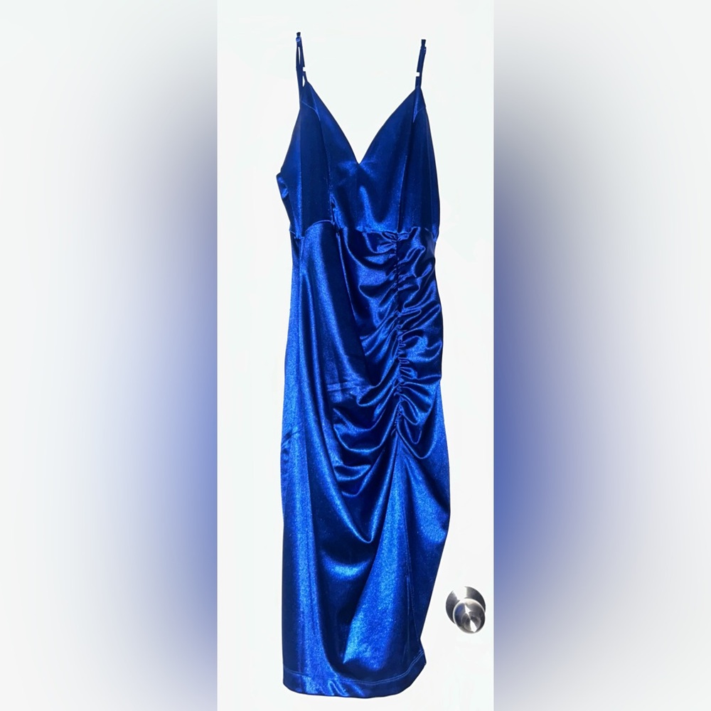 Honey and Rosie Blue Satin Prom Dress